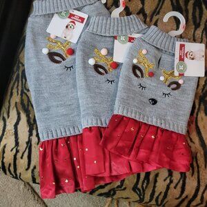 Pet Sweater Dress Reindeer Winter Christmas xs sm med new ea.